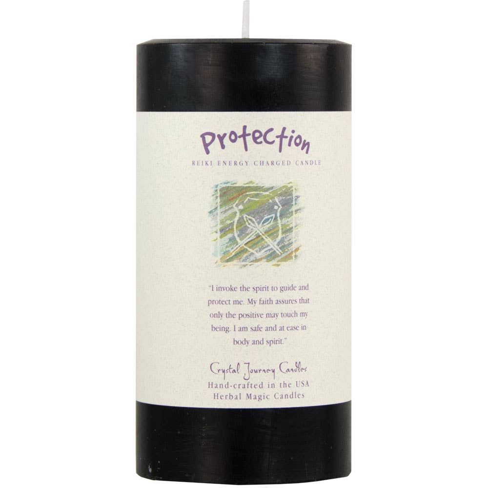Protection Big Pillar Candle Crystal Journey