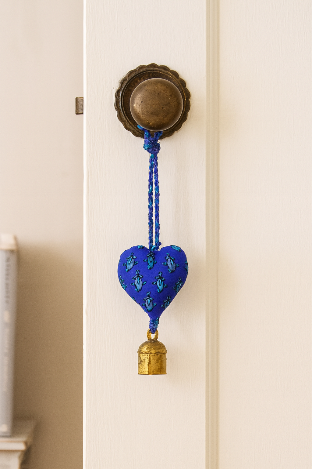 Heart Upcycled Sari Mini Bell Hanging - Assorted Colors