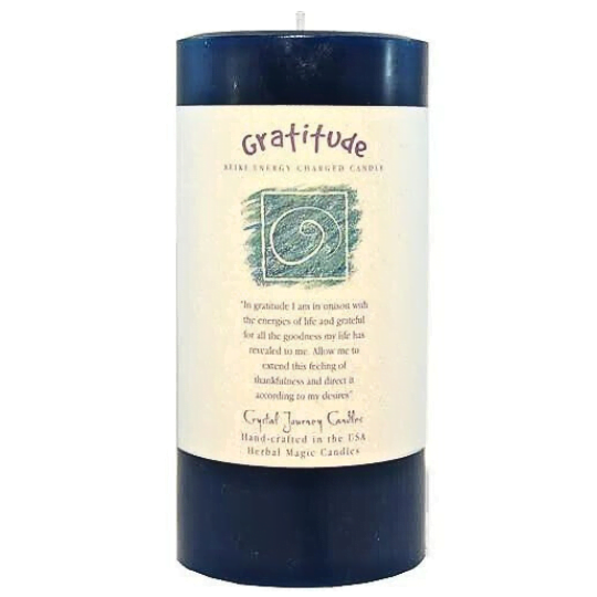 Gratitude Big Pillar Candle Crystal Journey image 0