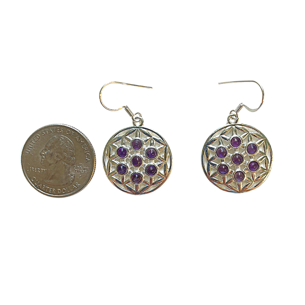 Flower of Life Amethyst Earrings image 1
