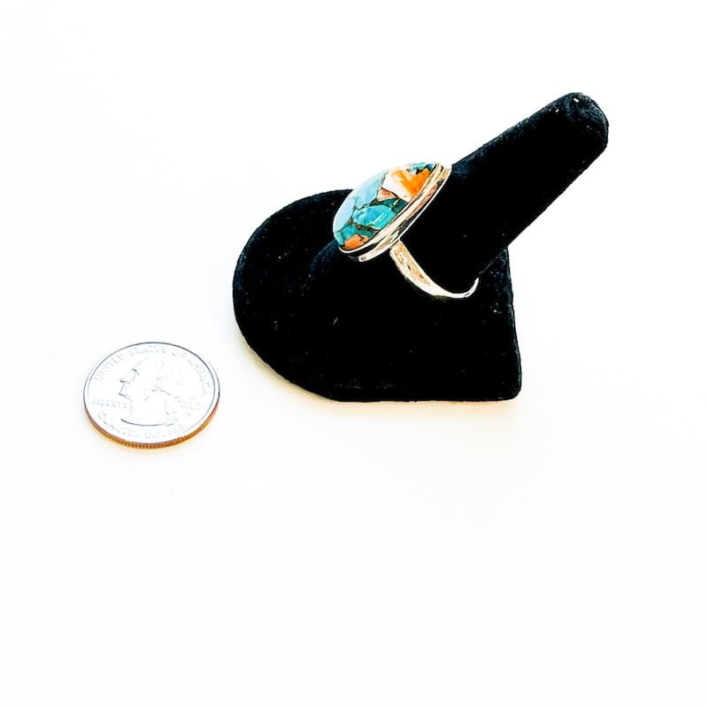Turquoise & Spiny Oyster Ring - Size 12 image 2