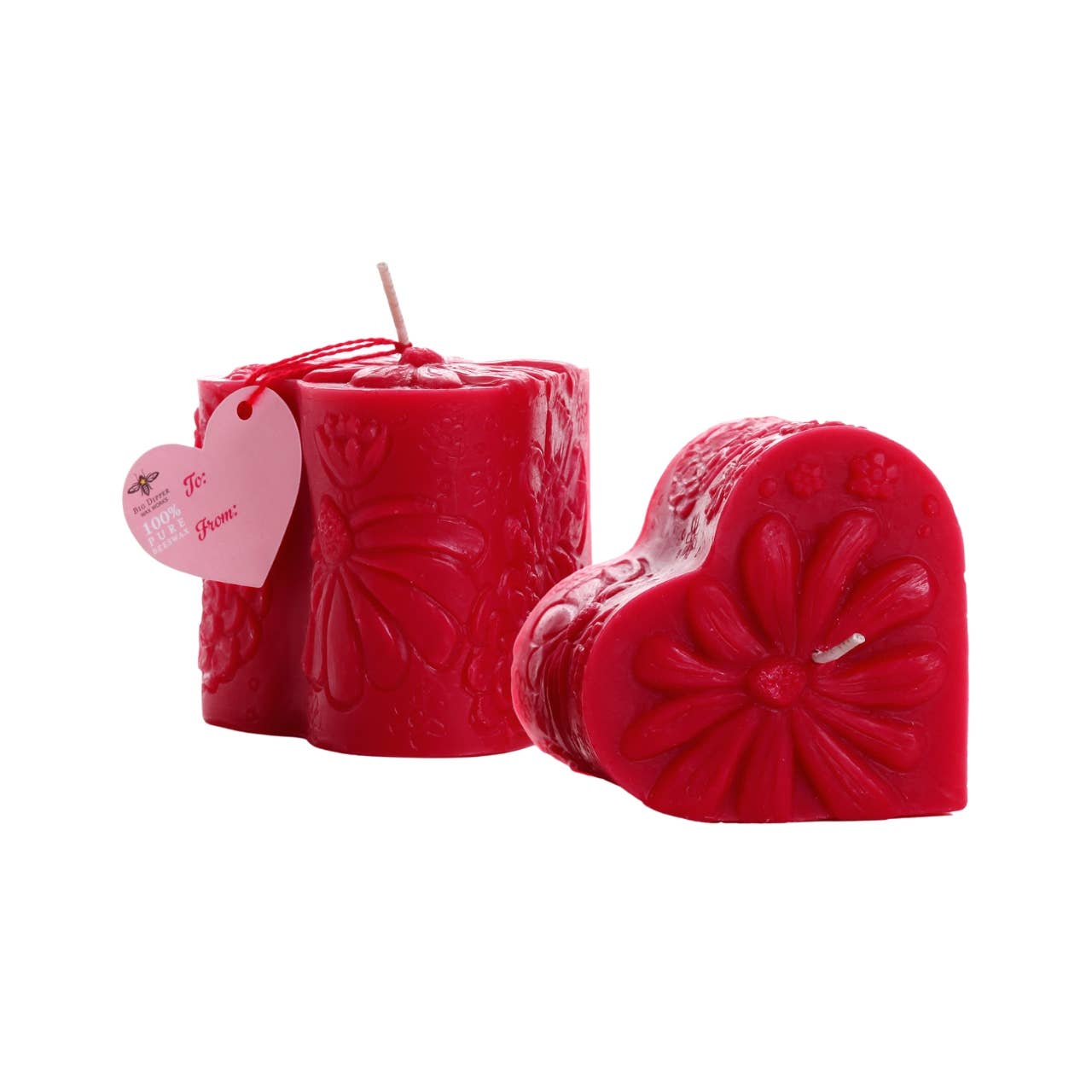 Heart Pillar Candle – 100% Pure Beeswax
