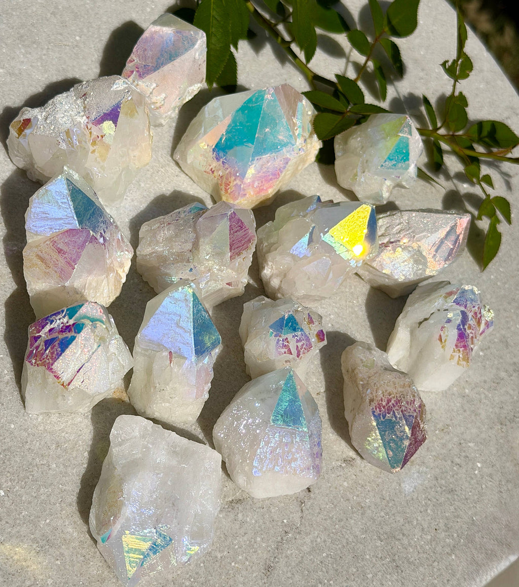 Angel Aura Rough Candle Quartz Crystal Point