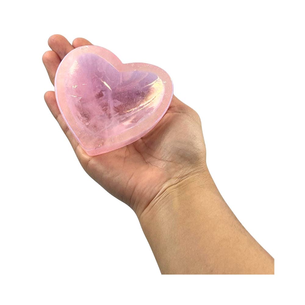 Aura Rose Quartz Heart-Shaped Trinket Dish
