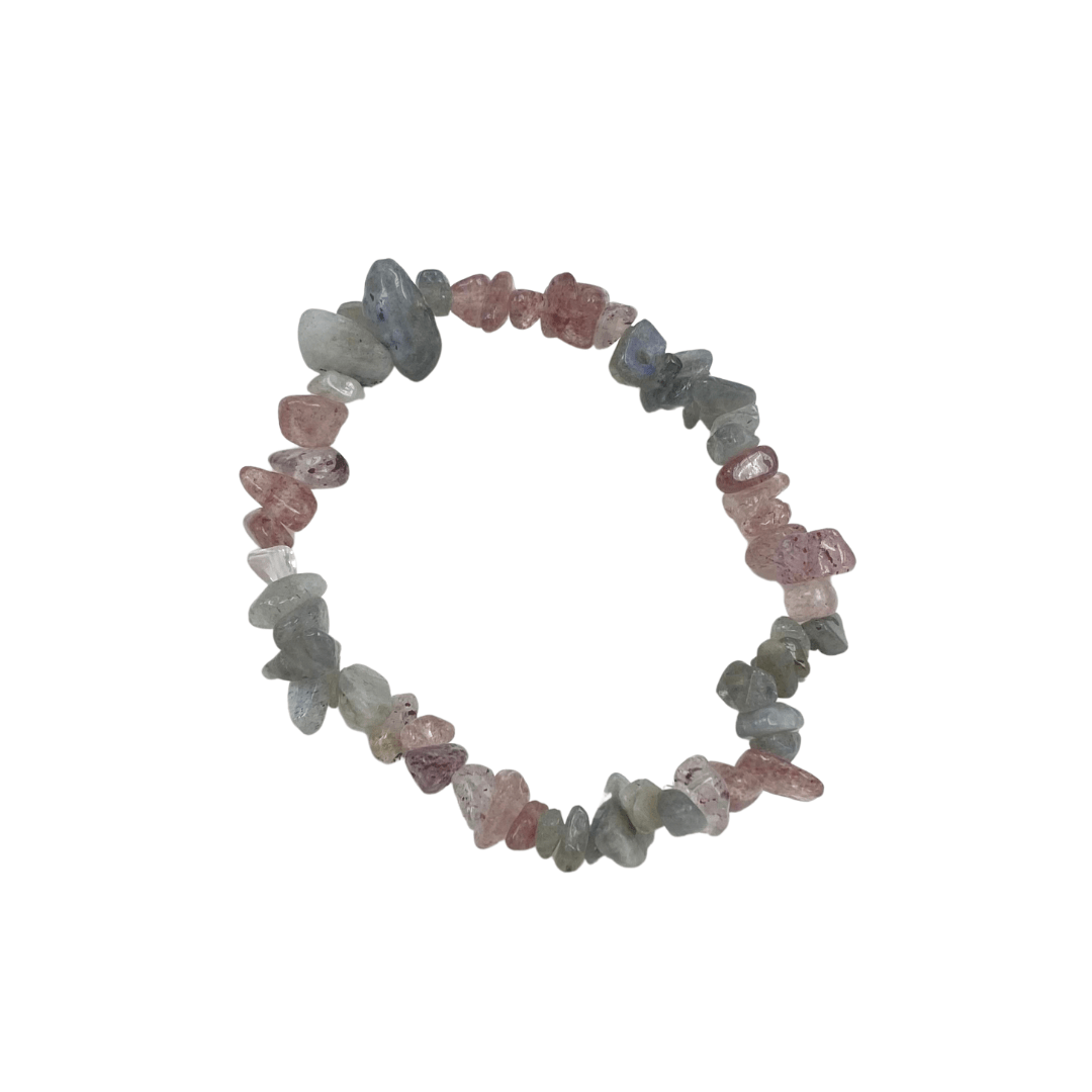 Strawberry Quartz with Labradorite Chip Bracelet image 0