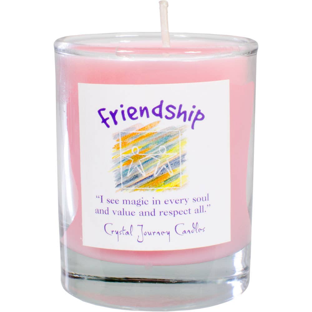 Friendship Crystal Journey Glass Filled Votive Soy Candle
