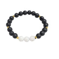 Lava Stone Bracelet 8mm with Howlite image 0