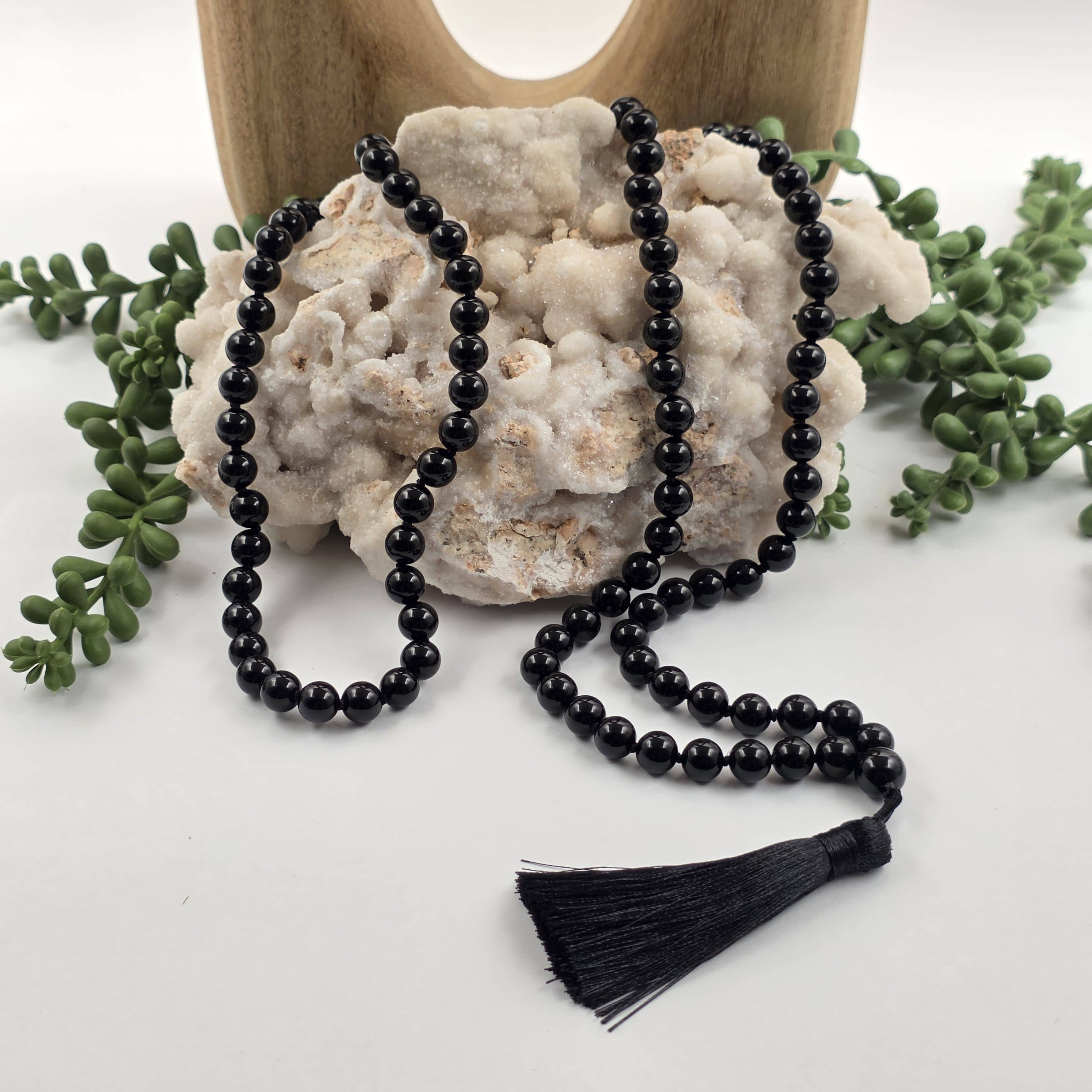 Black Obsidian Mala Beads 8mm Knotted