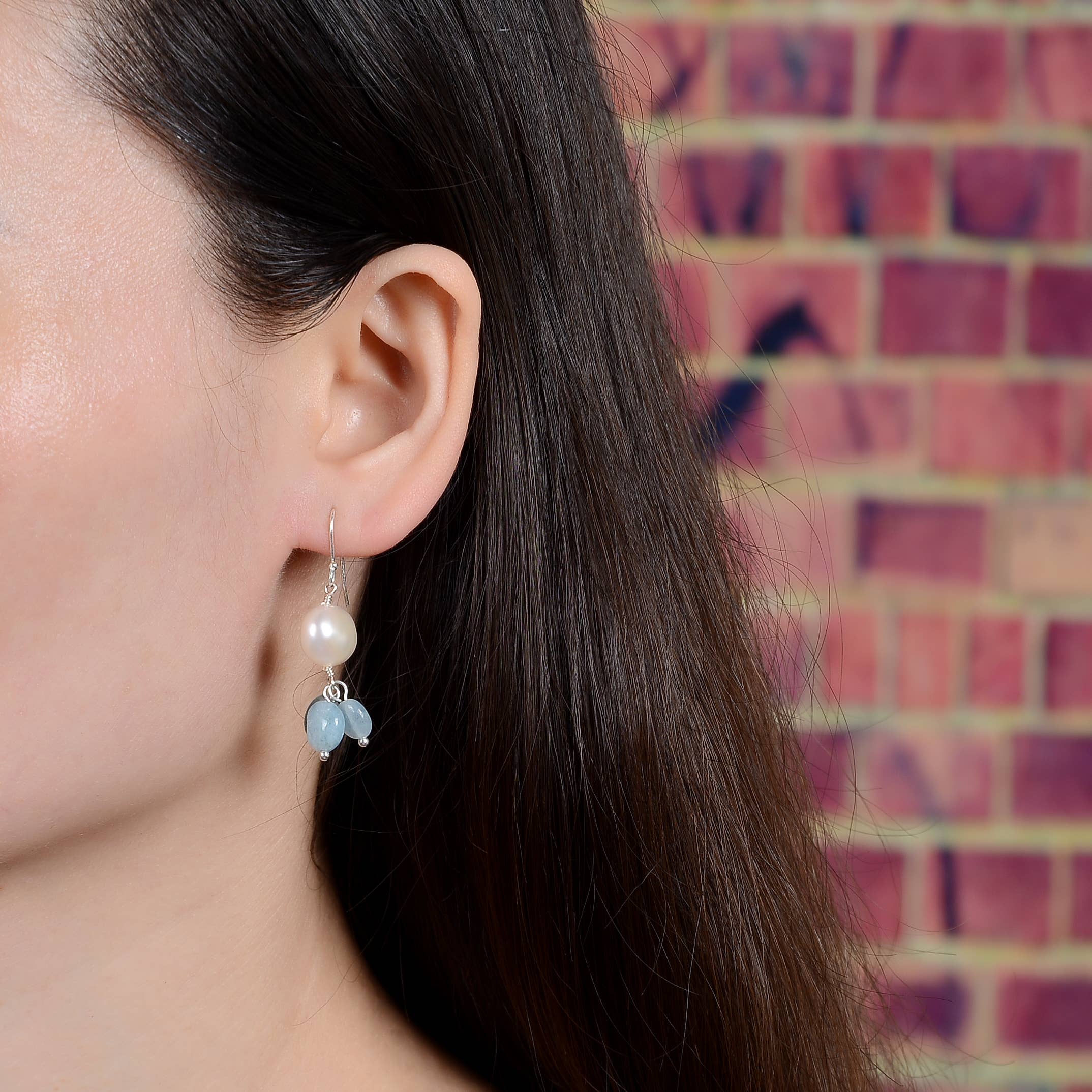 Pearl and Aquamarine Drop Earring