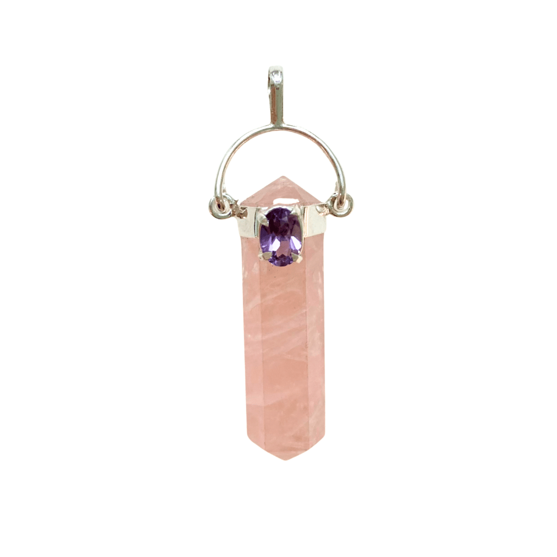 Rose Quartz Pendant with Amethyst image 0