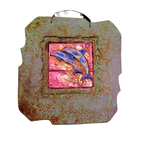 Dolphins Cold Bronze Wall Plaque image 0
