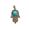 Hamsa Hand Pendant with Turquoise image 0