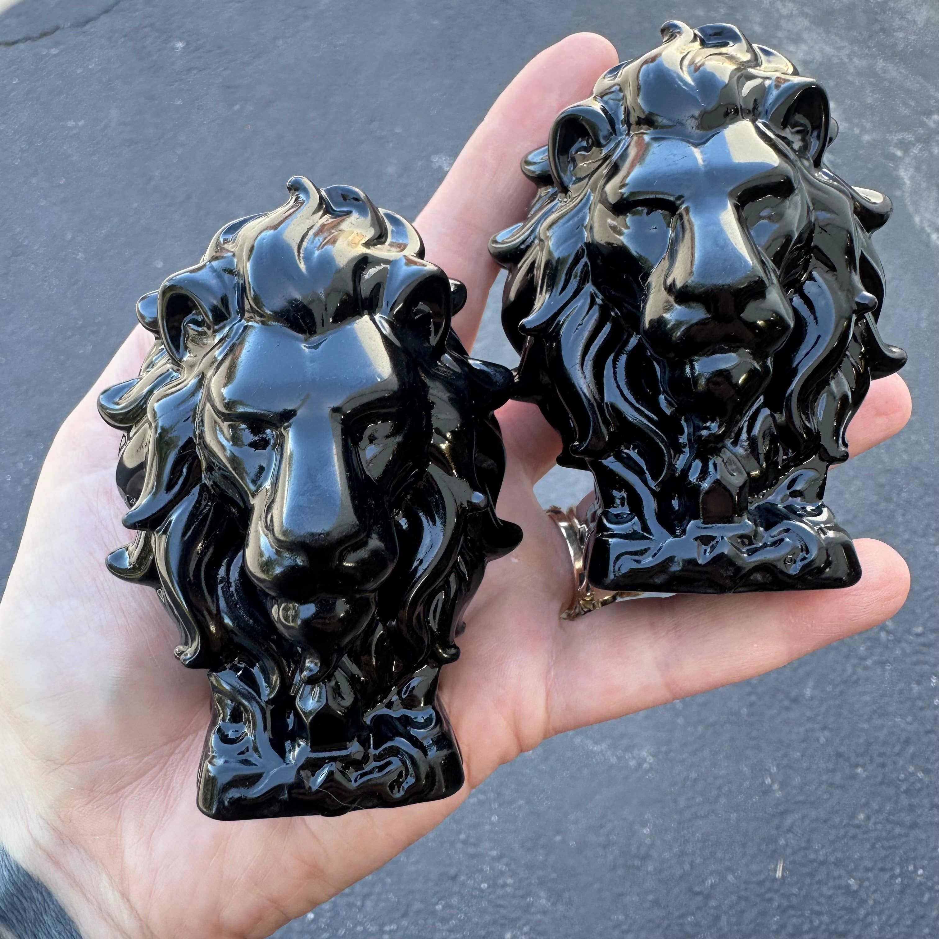 Black Obsidian Lion Head