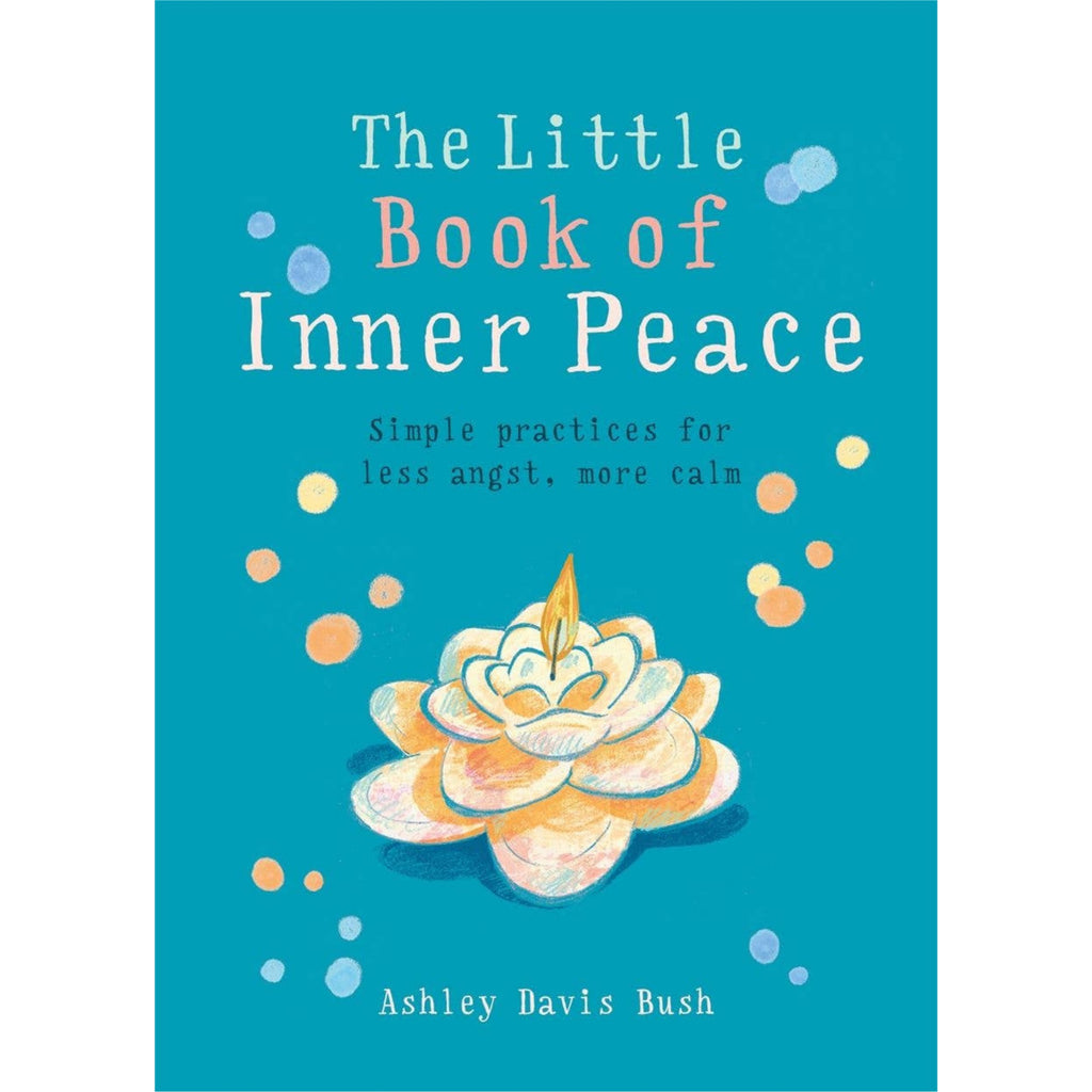 Book cover of 'The Little Book of Inner Peace' with a flower illustration on a blue background