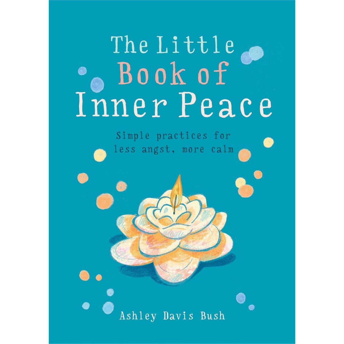 Book cover of 'The Little Book of Inner Peace' with a flower illustration on a blue background