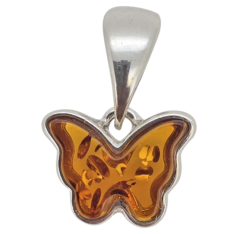 Amber Butterfly Pendant set in Sterling Silver