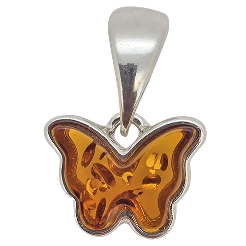 Amber Butterfly Pendant set in Sterling Silver
