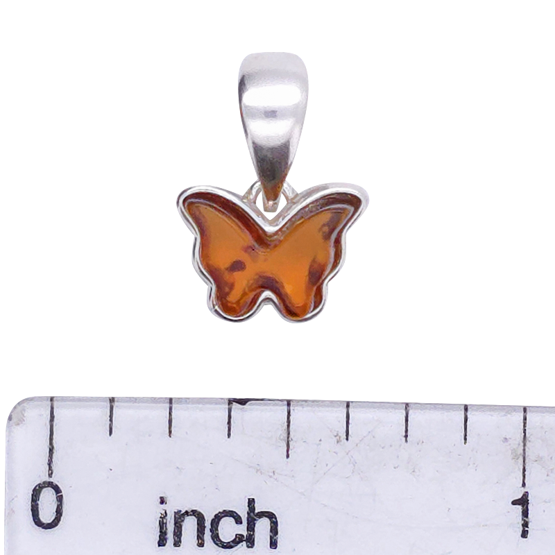 Amber Butterfly Pendant set in Sterling Silver With Ruler