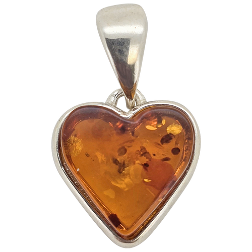 Amber Heart Pendant set in Sterling Silver