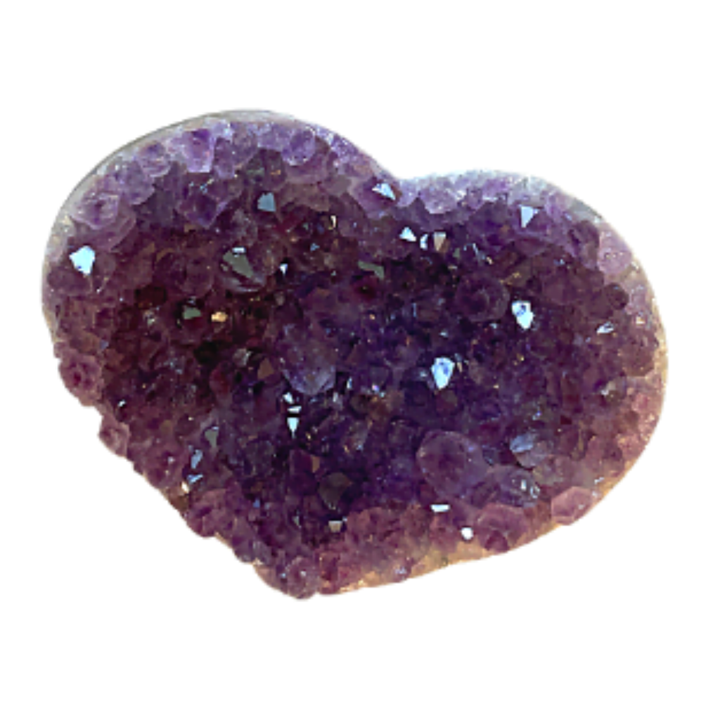 Amethyst Druzy Heart on a white background