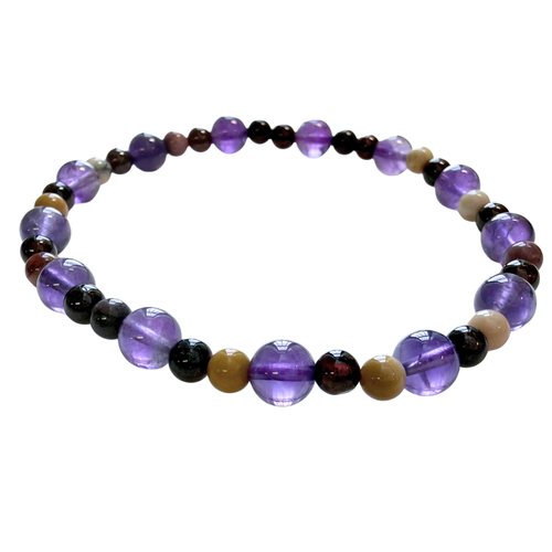 Amethyst  Garnet and Mookaite Jasper Bracelet