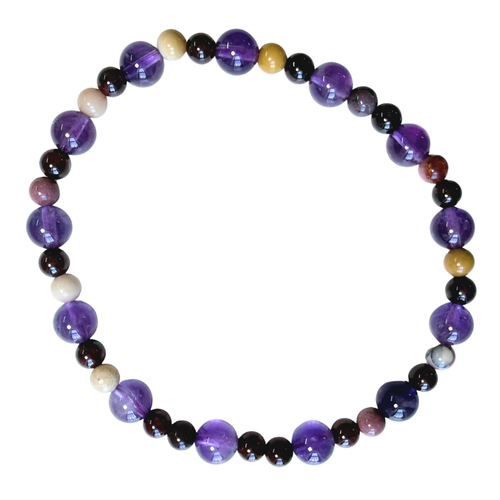 Amethyst  Garnet and Mookaite Jasper Bracelet