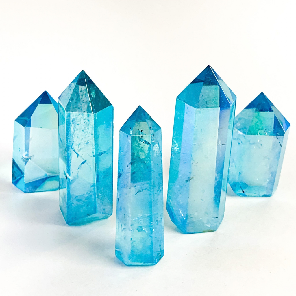Aqua Aura Quartz Standing Point
