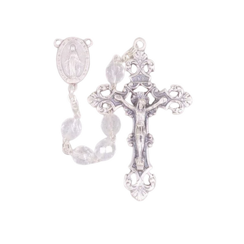 Aurora Borealis Rosary Beads Intricate Cross Pattern