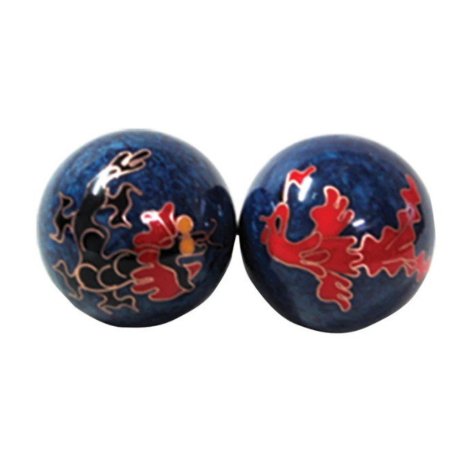 Baoding Cloisonne Dragon Phoenix Health Balls 