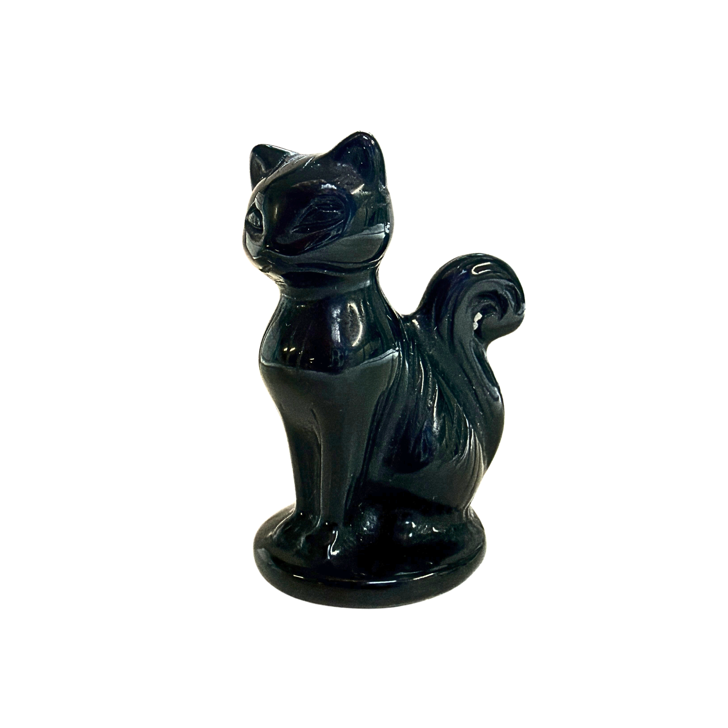 Black Obsidian Cat with Curly Tail 