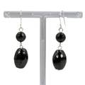 Black Onyx Drop Earrings on a White Background