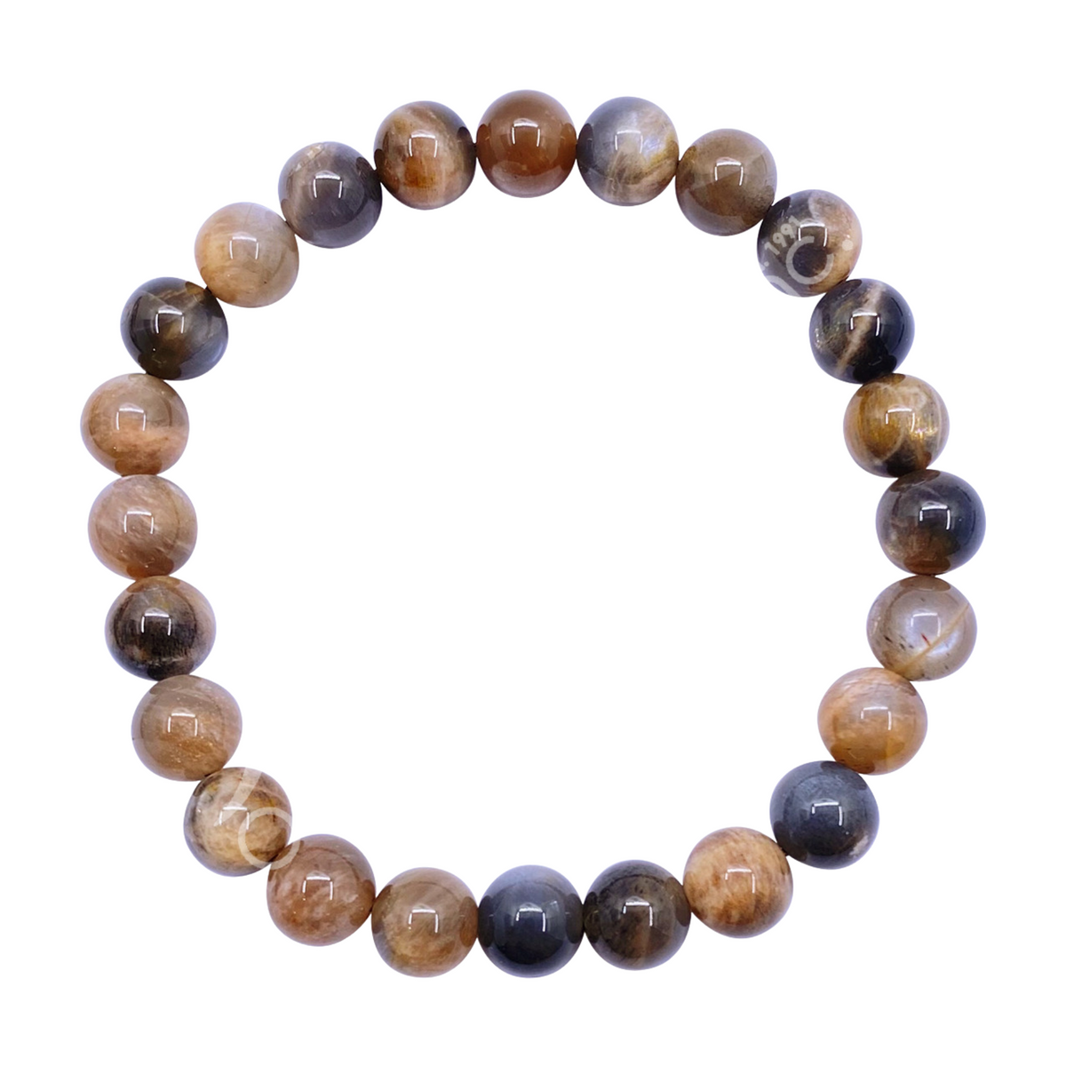 Black and Peach Moonstone Bracelet 8mm for a Larger Wrist