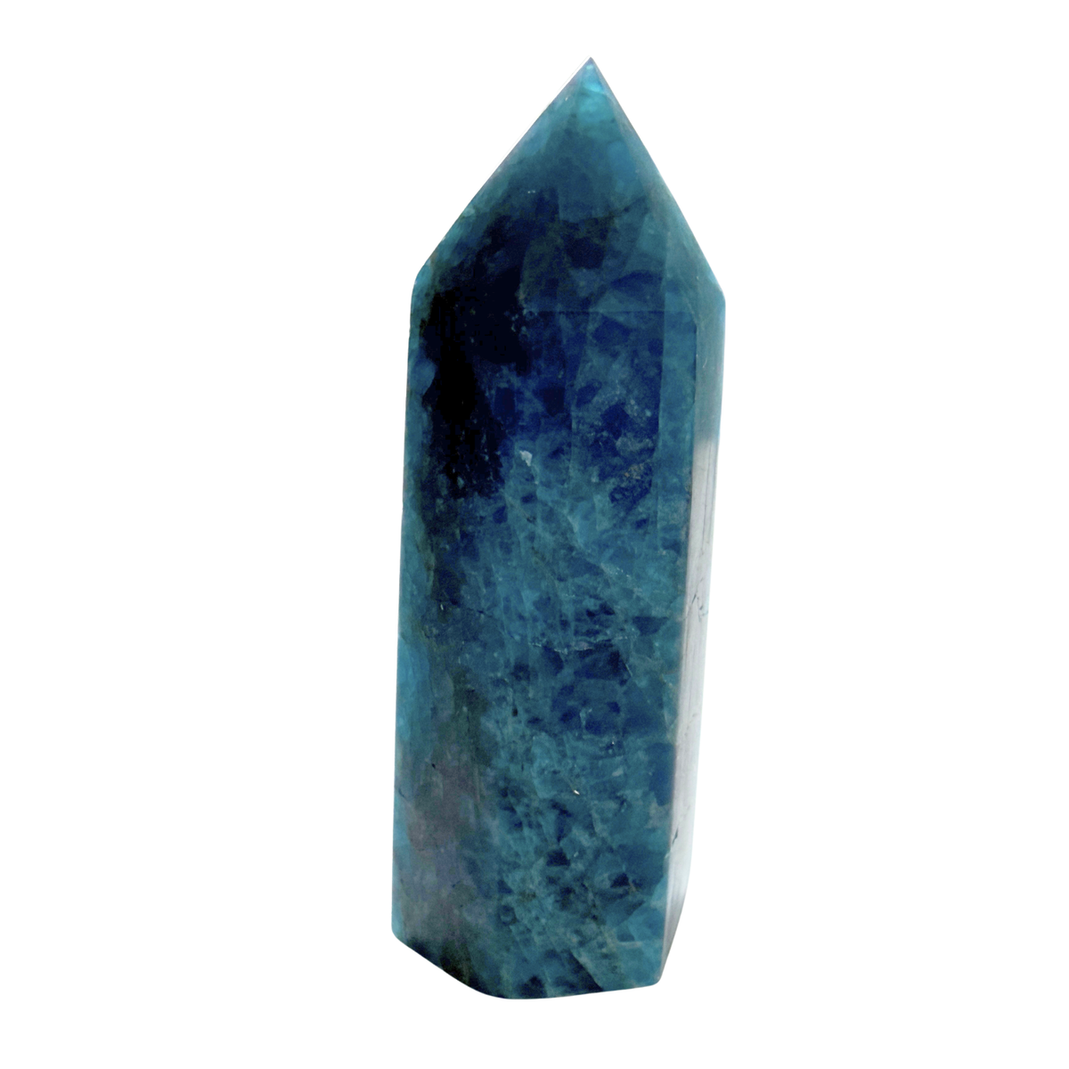 Blue Apatite Point on a white background