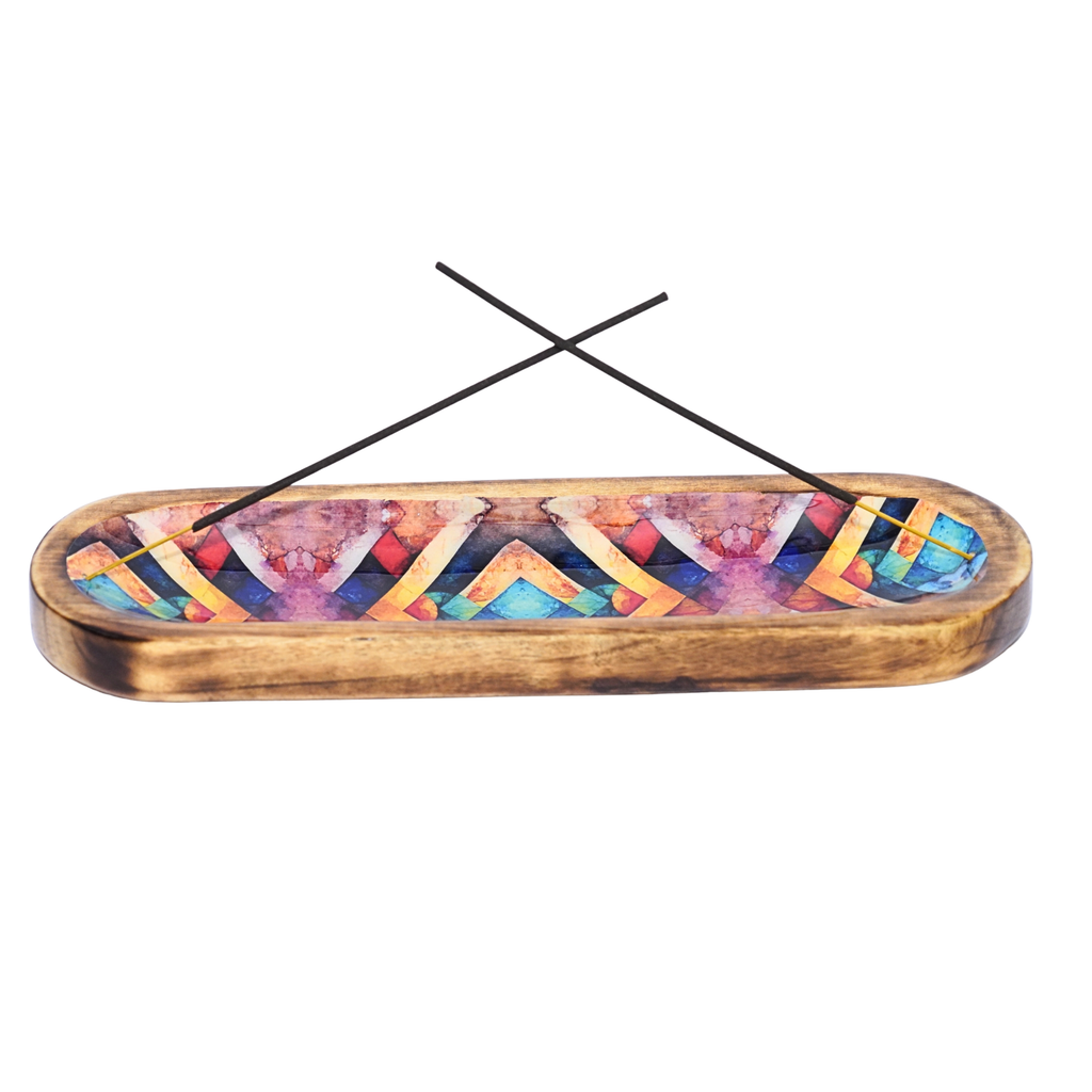 Boho Mosaic Wooden Tray Incense Burner