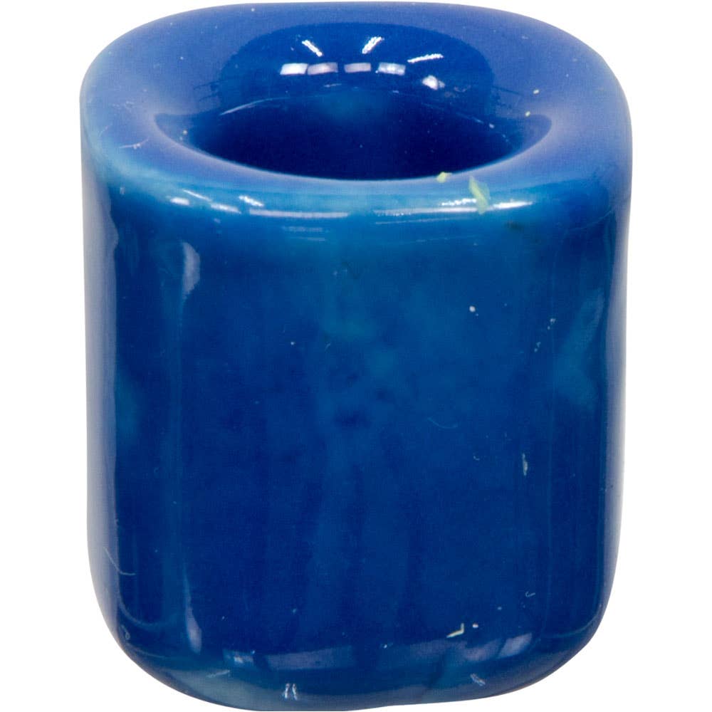 Blue cylindrical chime holder on a white background