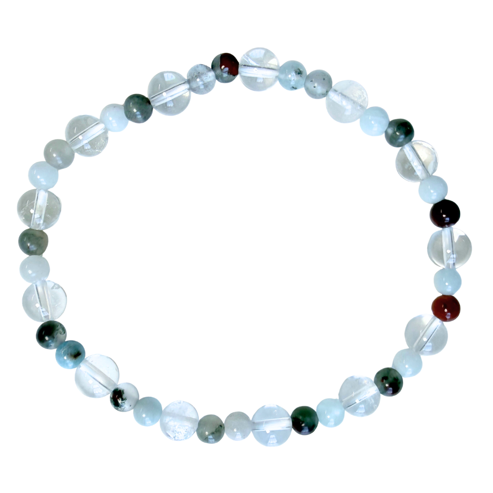 Clear Quartz Aquamarine and Bloodstone Bracelet