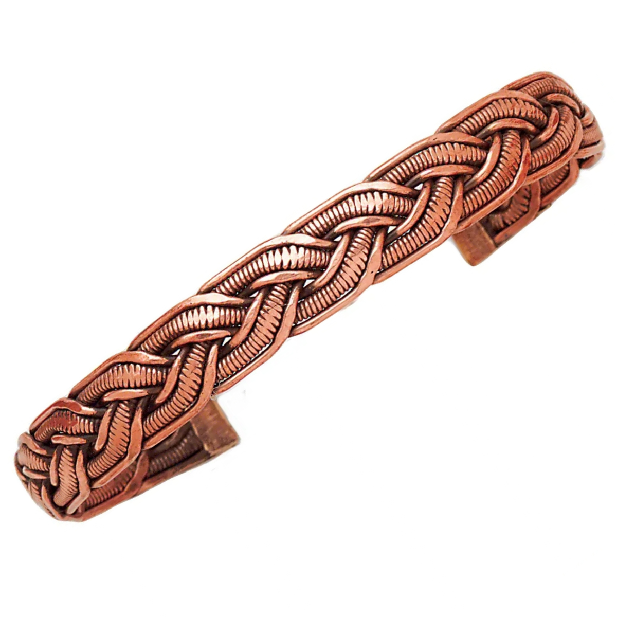 Copper Fully Braided Bracelet with Magnets on a white background