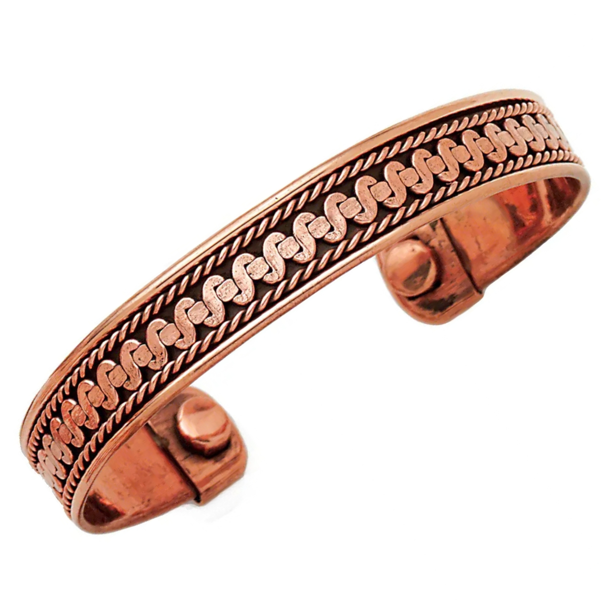 Copper S Chain style Bracelet on a white background