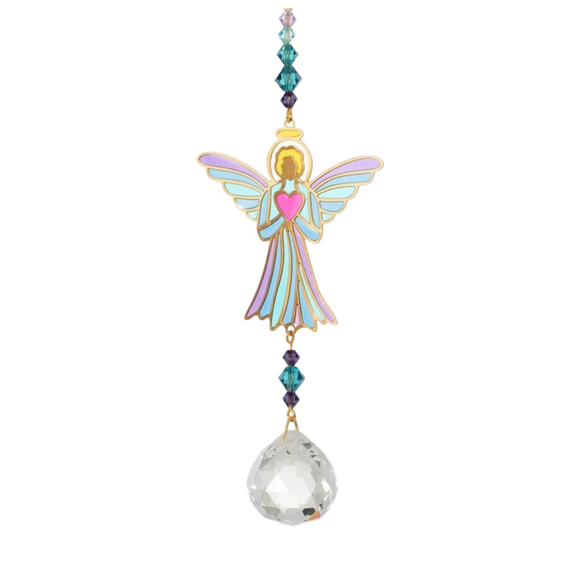Crystal Dreams Angel with Heart Suncatcher