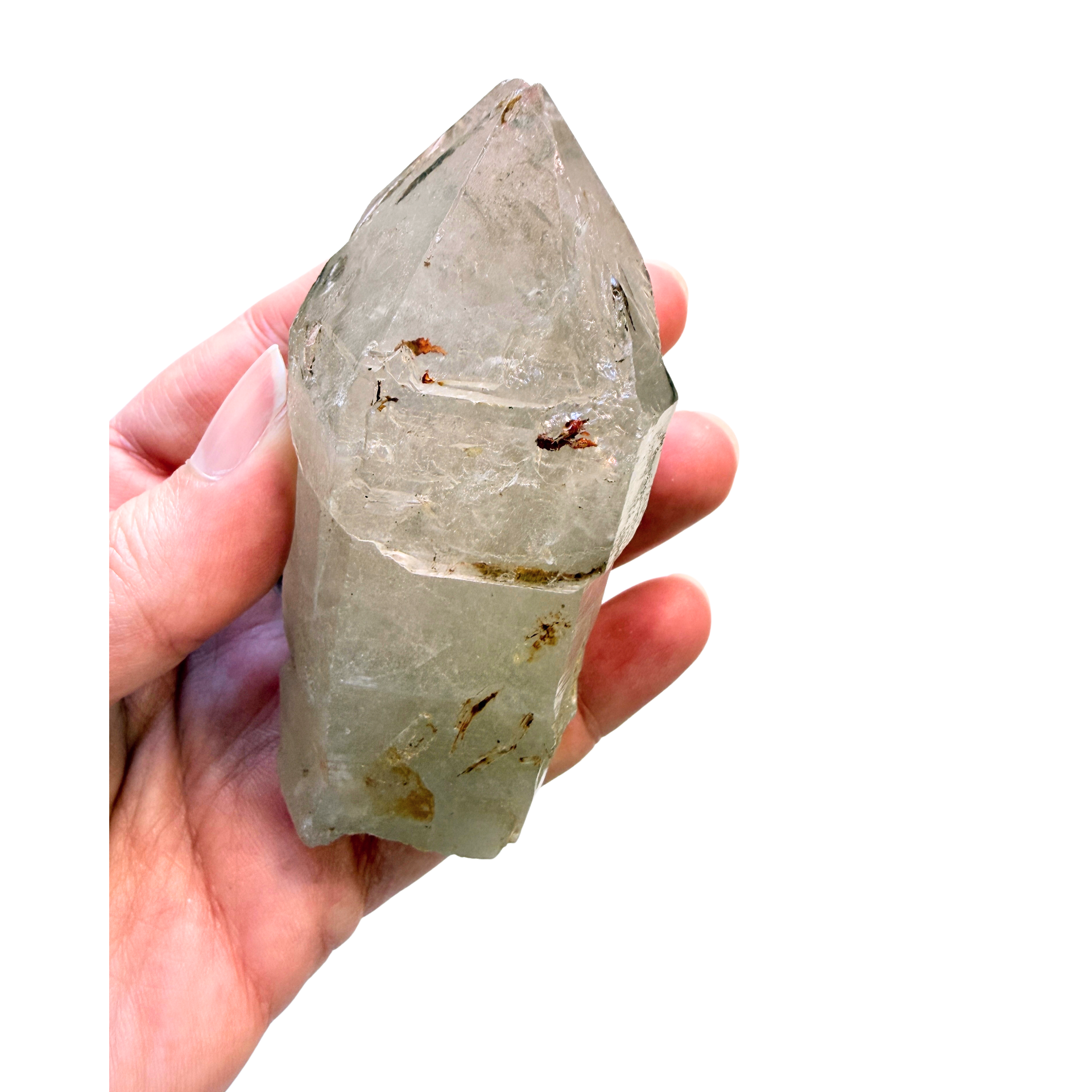 Elestial Crystal Point held in a hand
