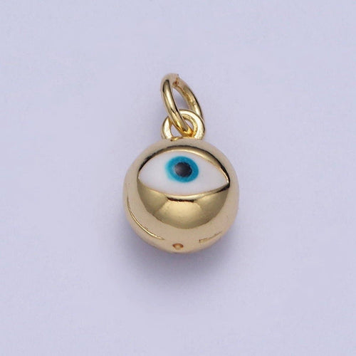 Evil Eye Brass + Gold Toned Bell Charm Pendant Mini 