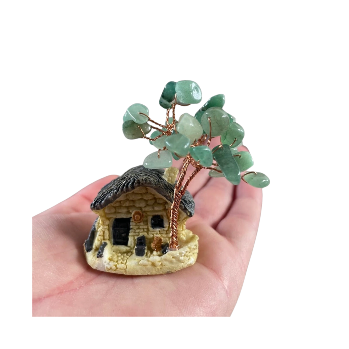 Fairy Cottage with Green Aventurine Tree