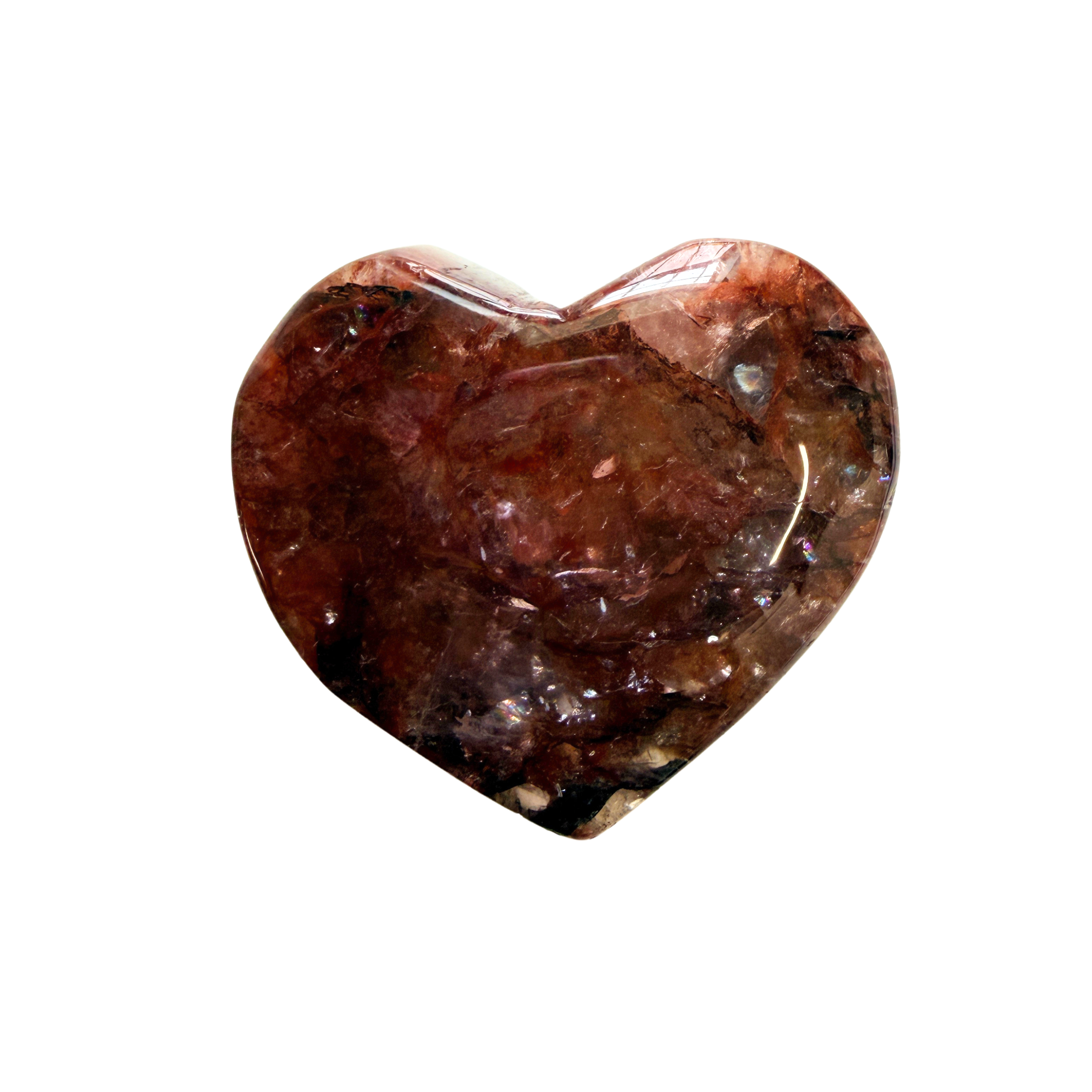 Fire Hematoid Quartz Heart