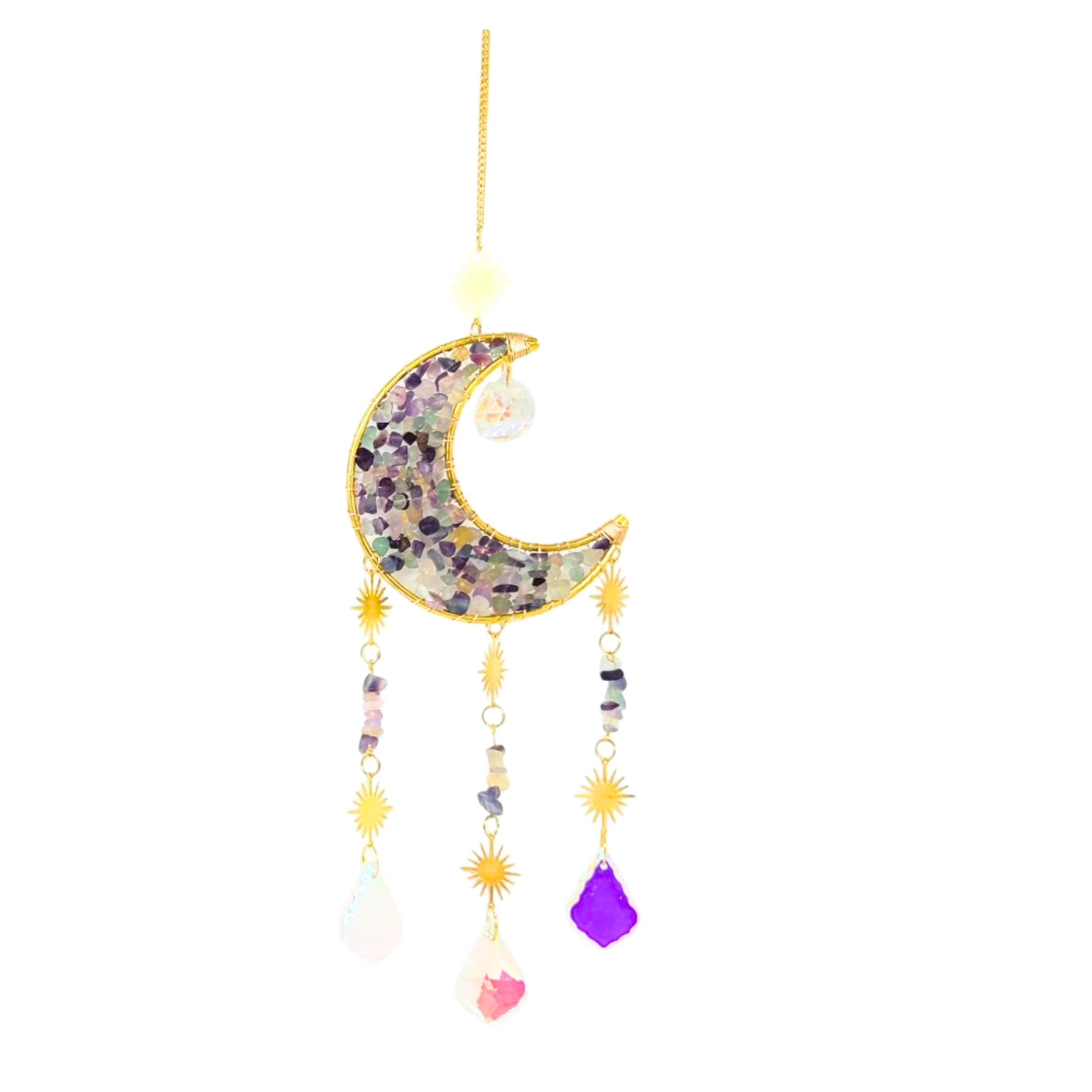 Gemstone Crescent Moon Suncatcher