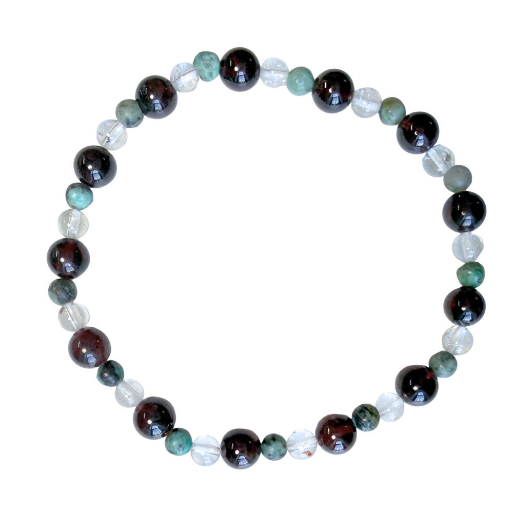 Garnet Turquoise and Topaz Gemstone Beaded Bracelet