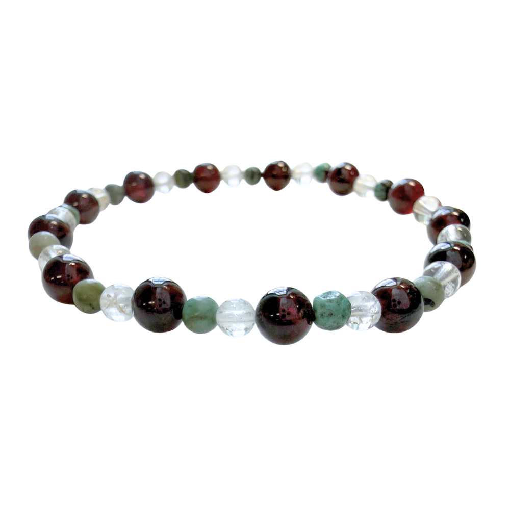 Garnet Turquoise and Topaz Gemstone Beaded Bracelet