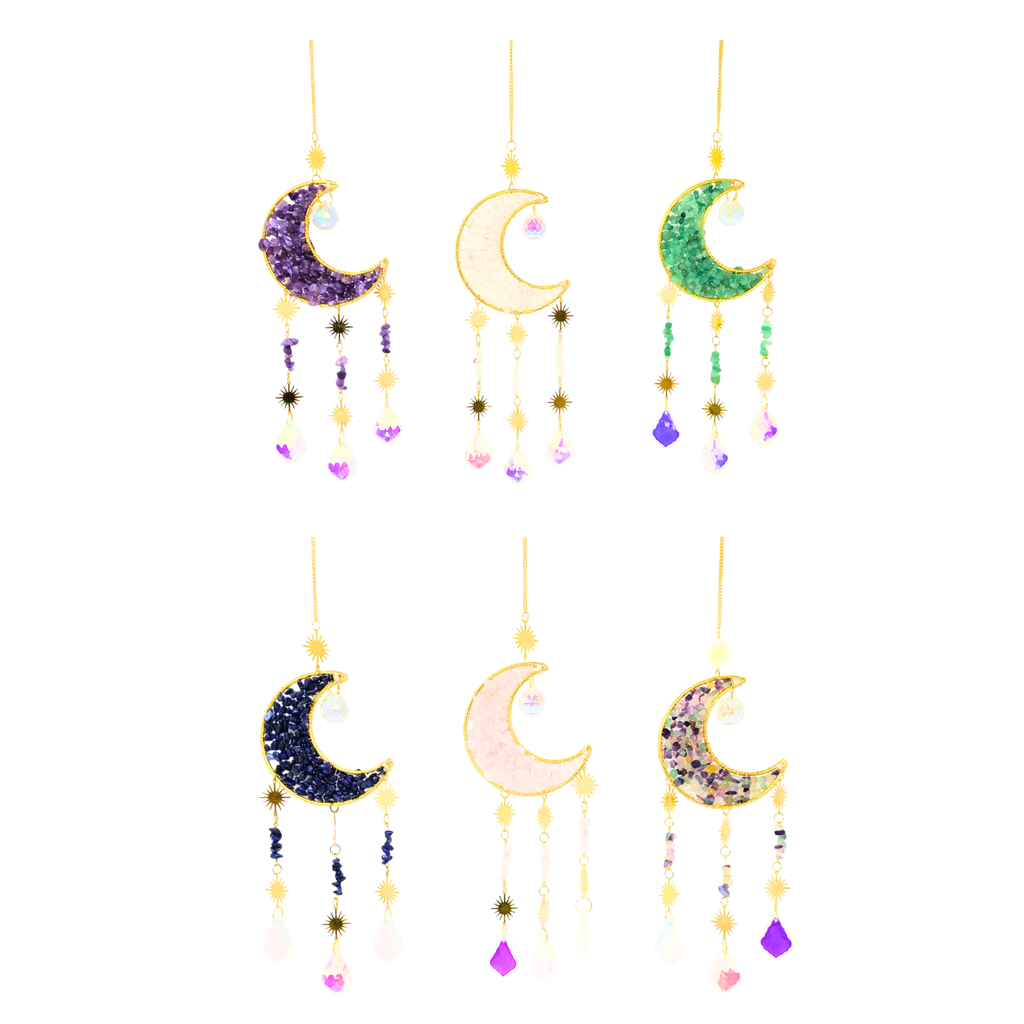 Gemstone Crescent Moon Suncatcher