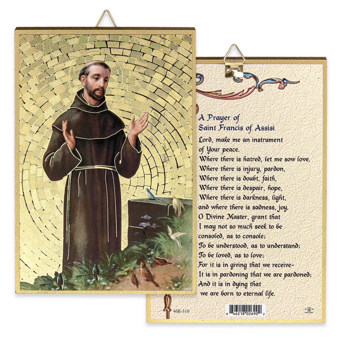 Gold Foil Saint Francis Mosaic Plaque
