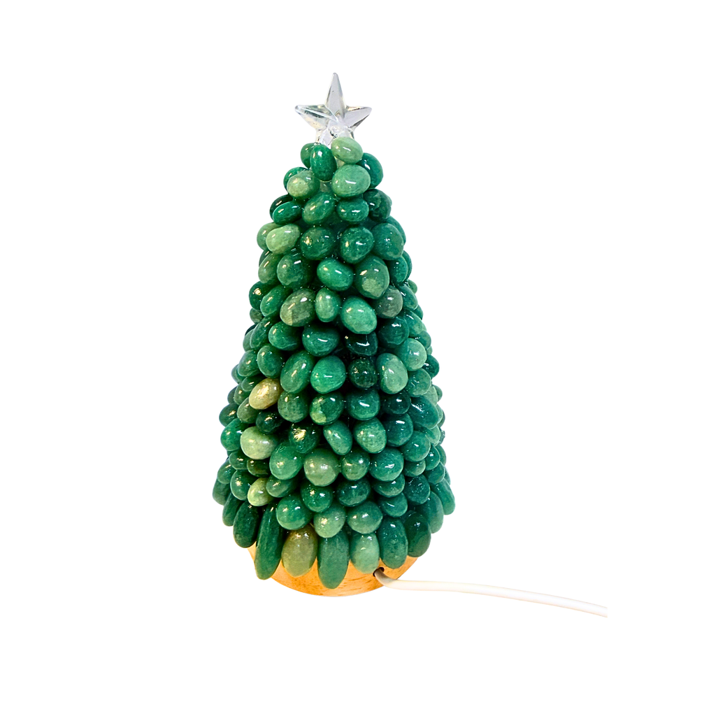 Green Aventurine Christmas Tree Lamp