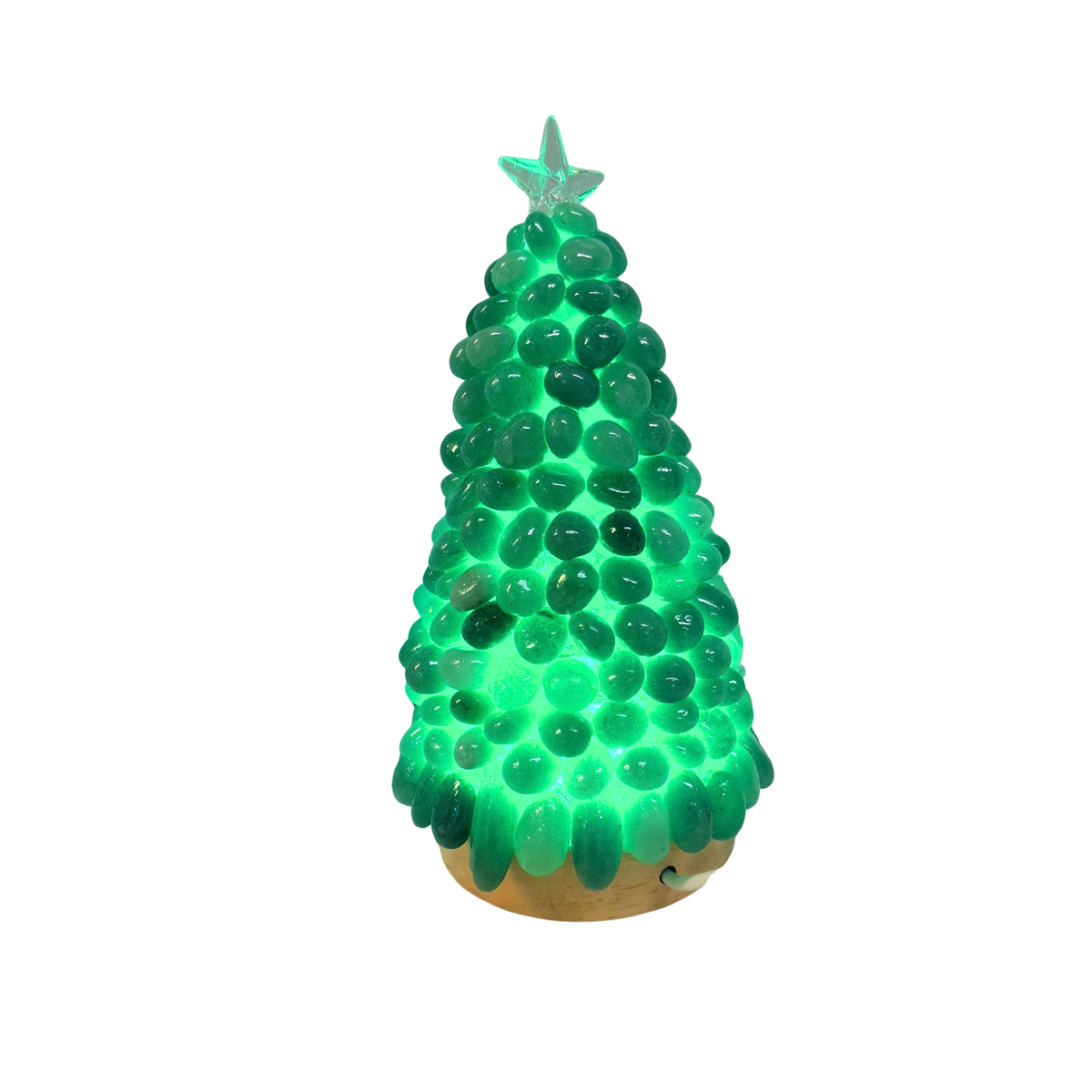 Green Aventurine Christmas Tree Lamp